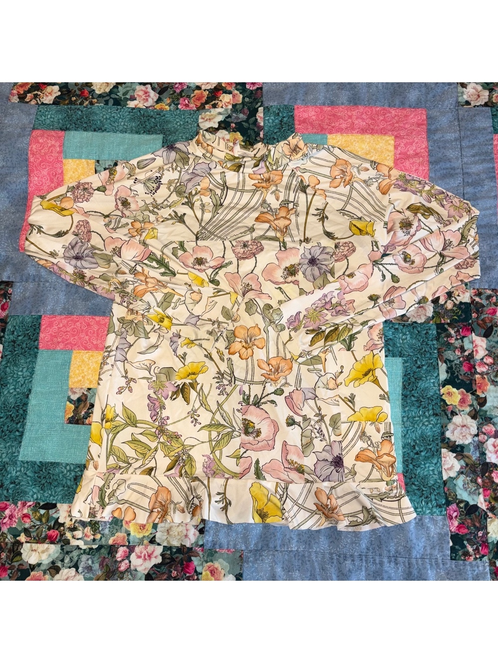 Zimmermann $275 Kids Girl Mock Floral Swim Top Long Sleeve Ruffle Shirt Size 10